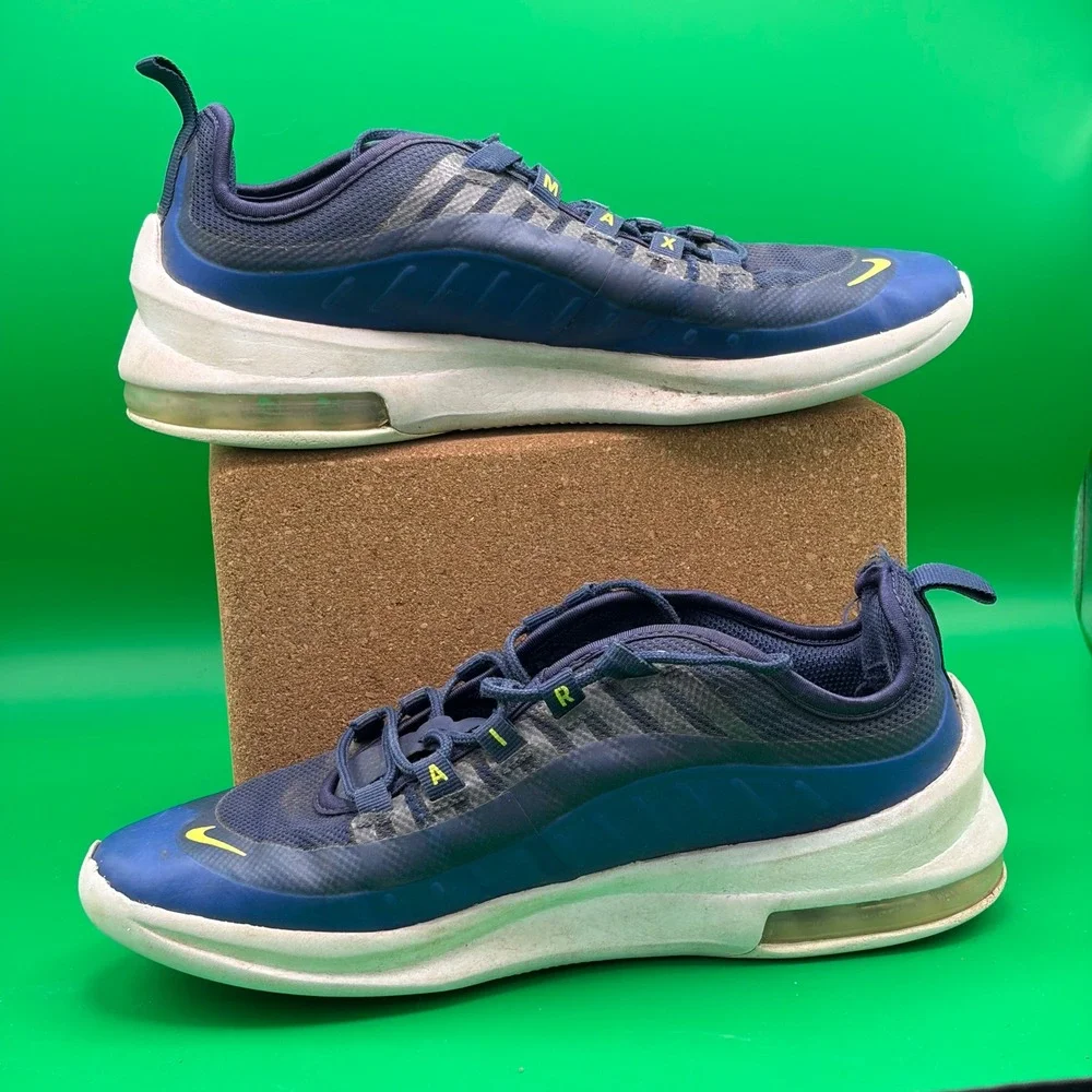 Nike Air Max Axis Sneakers Kids 6Y Midnight Navy Volt Blue White Athletic Shoes